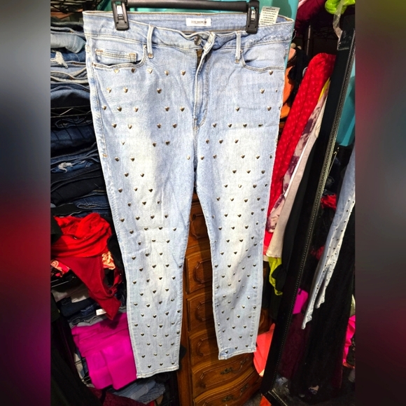 🍁🍂RARE Good American heart studded skinny jeans size 18 - Picture 3 of 5
